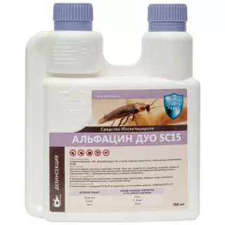 Альфацин Дуо SC 15 средство от клопов, тараканов, блох, муравьев, коаров, мух, 500 мл